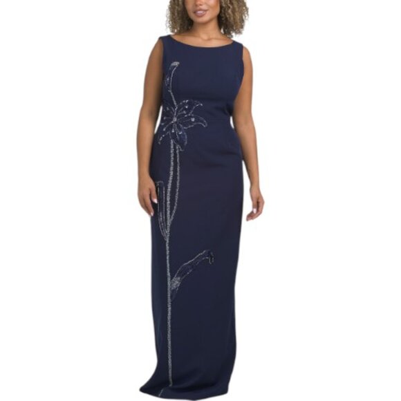 RENE BY RENE RUIZ 2pc Cape Gown With Beaded Applique - Picture 4 of 6